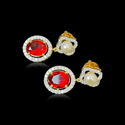 Red Stone Earring Pair