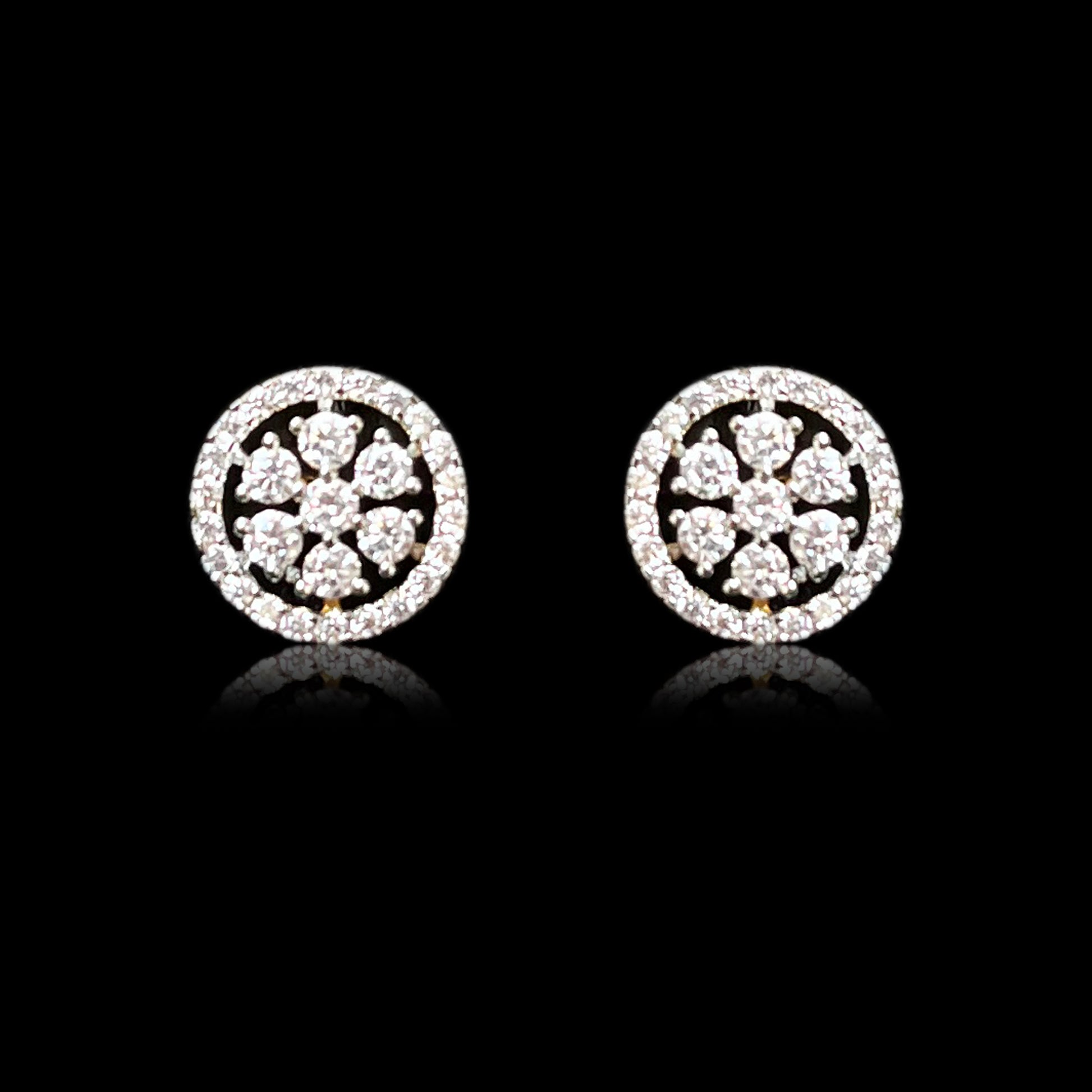 Floral Round Stone earring