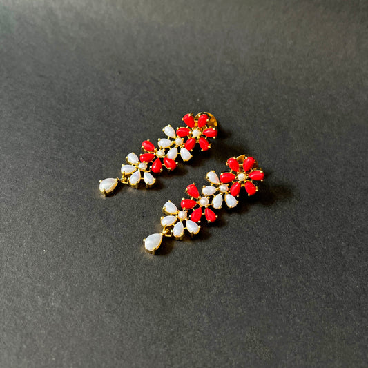 Unique Coral and White Pearl Earrings