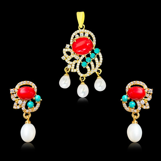 Multi Stone Pendant Set
