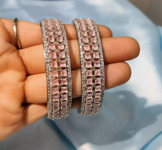 Pink Color American Diamond Bangle